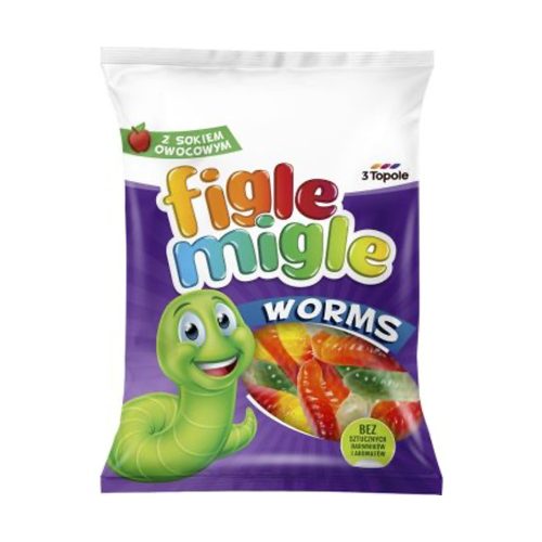 Figle Migle 80g kukac gyümölcs ízű gumicukor